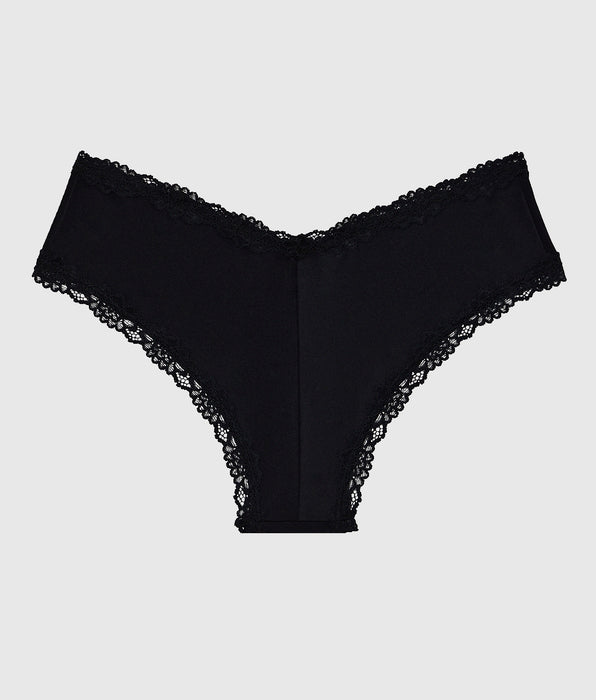 La Senza Cheeky Panty With Lace Trim in Smoulder Black