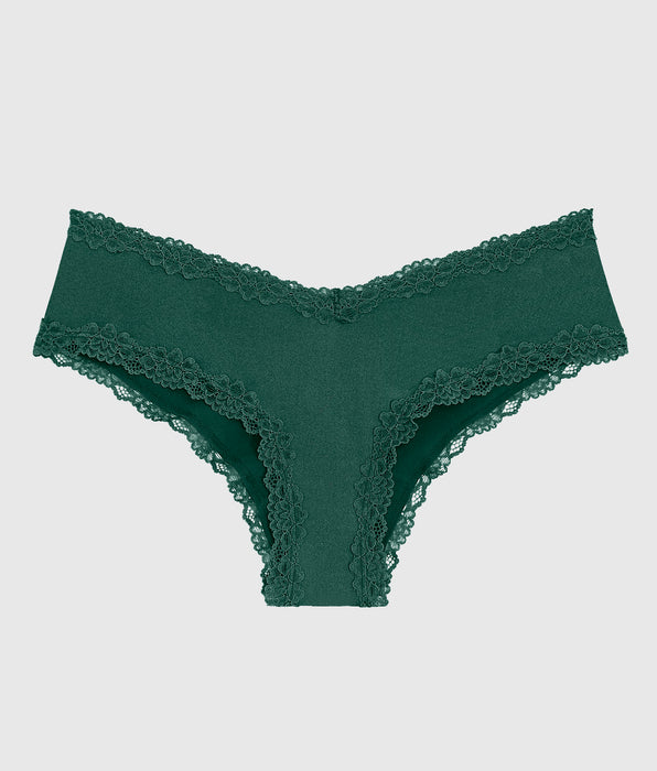 La Senza Cheeky Panty With Lace Trim in Emerald Green