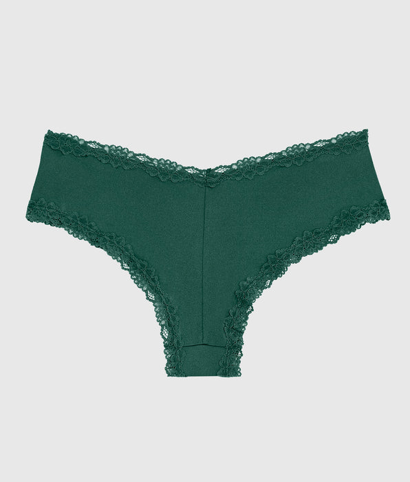 La Senza Cheeky Panty With Lace Trim in Emerald Green