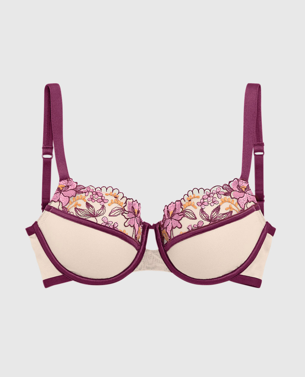 Lightly Lined Balconette Bra Lace Overlay