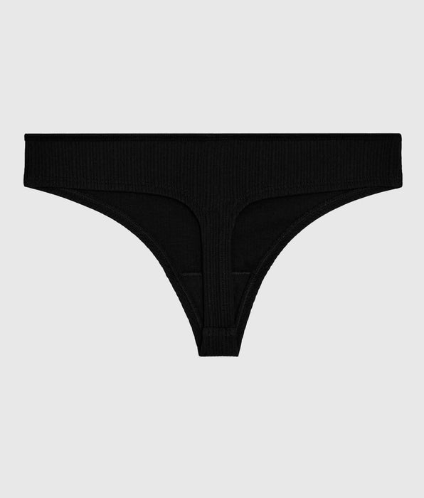 La Senza Ribbed Thong Panty in Black
