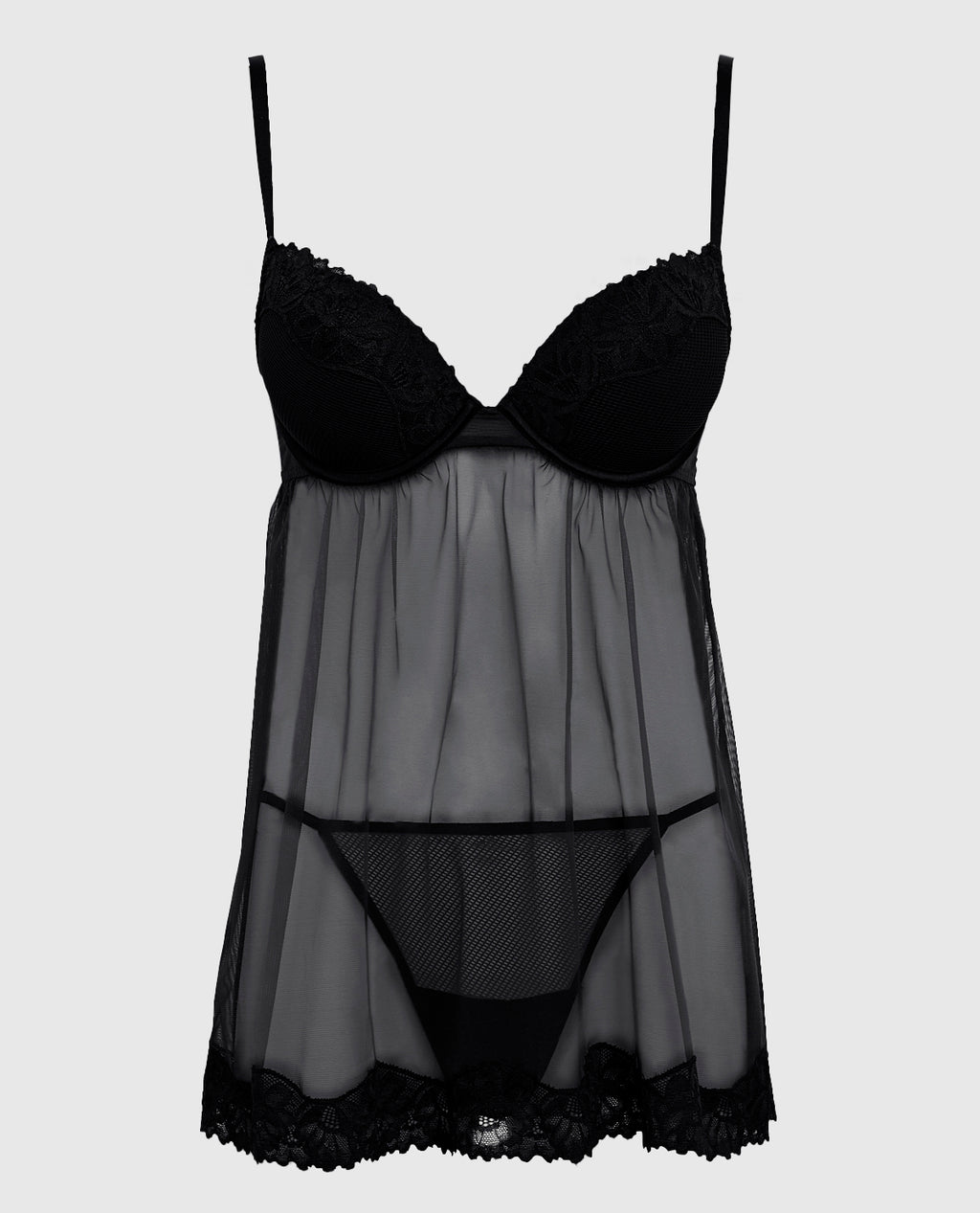 Push Up Babydoll Lace Trim