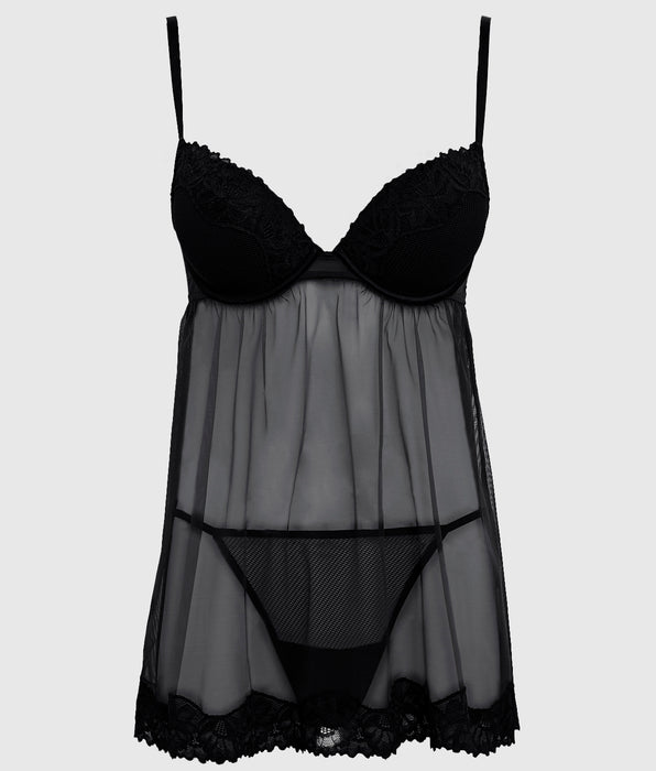 La Senza Push Up Babydoll with Lace Trim