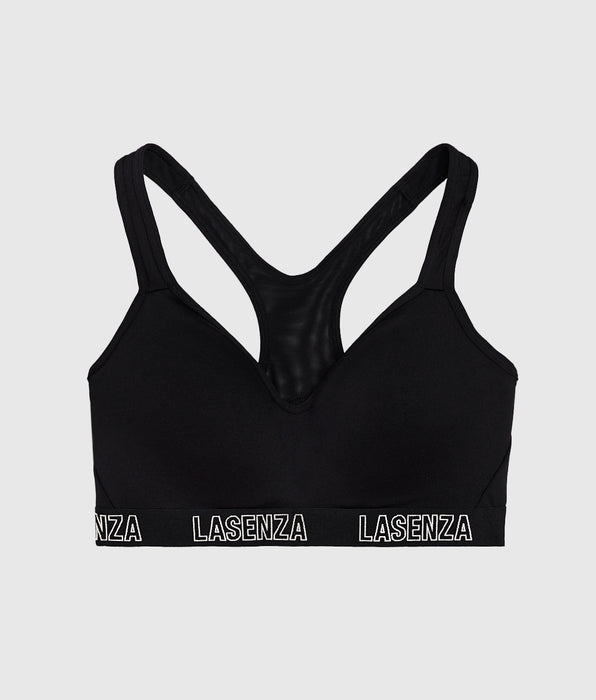 La Senza Medium Impact Logo Sports Bra in Tuxedo Black