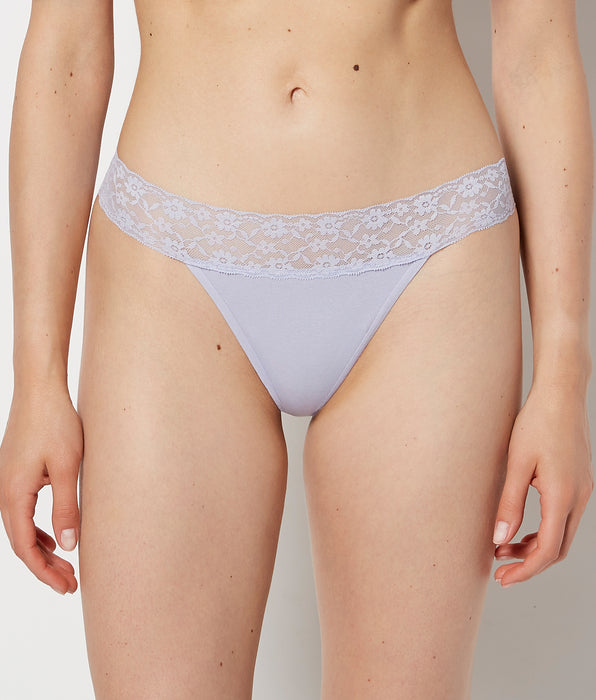 La Senza Thong Panty With Lace Trim in Cosmic Sky