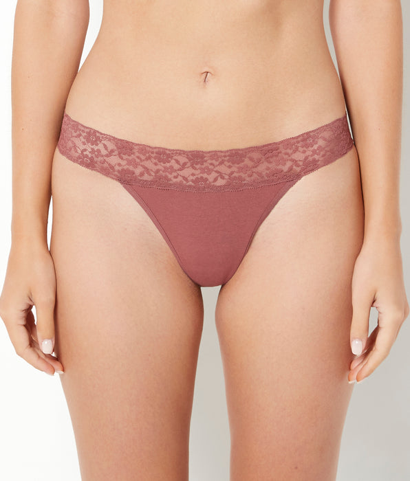 La Senza Thong Panty With Lace Trim in Wild Ginger