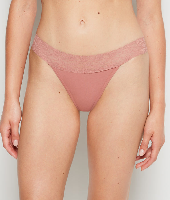 La Senza Thong Panty With Lace Trim in Old Rose
