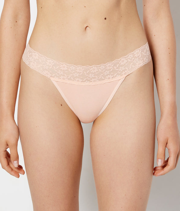 La Senza Thong Panty With Lace Trim in Tropical Peach