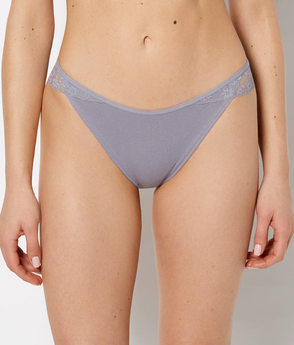 La Senza Cheeky Panty With Lace Trim in Quicksilver