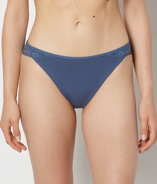 La Senza Cheeky Panty With Lace Trim in Vintage Indigo
