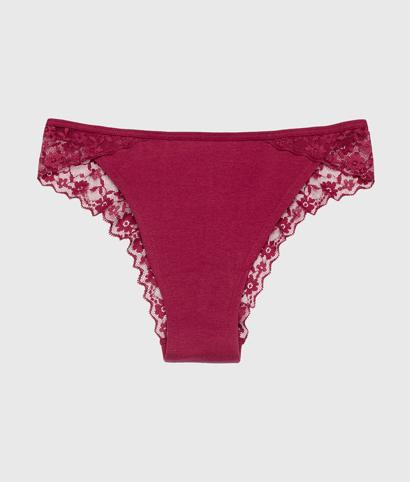 La Senza Cheeky Panty With Lace Trim in Beaujolais