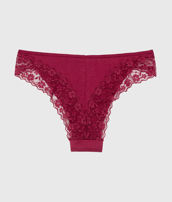 La Senza Cheeky Panty With Lace Trim in Beaujolais