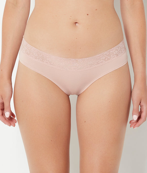 La Senza Taille basse avec bordure en dentelle rose brumeux