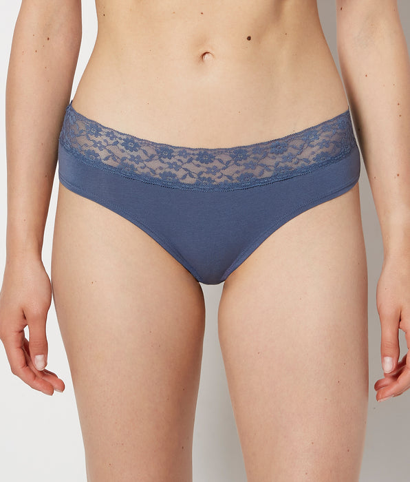 La Senza Hipster Panty With Lace Trim in Vintage Indigo