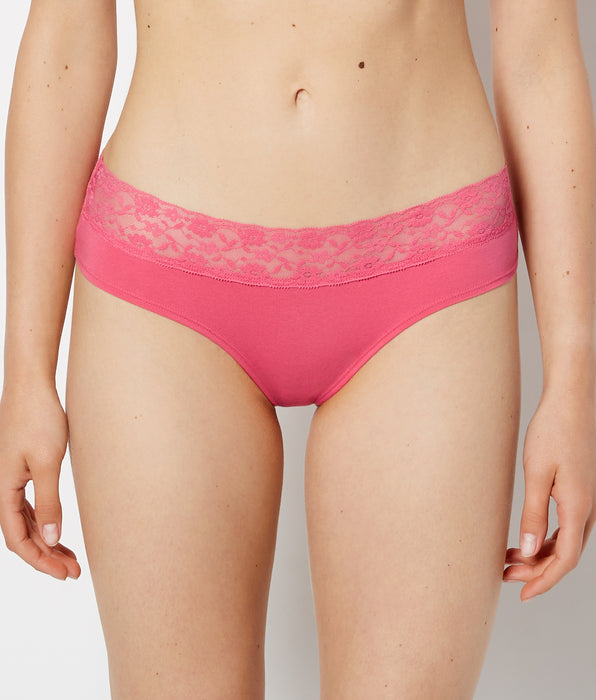 La Senza Hipster Panty With Lace Trim in Pink Flambe