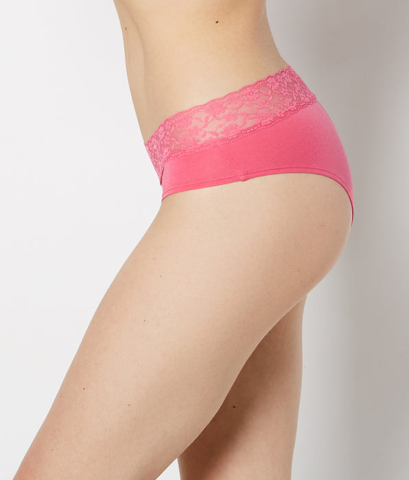 La Senza Hipster Panty With Lace Trim in Pink Flambe