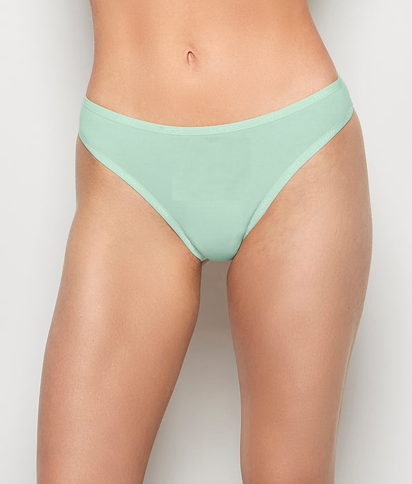 La Senza Thong Panty with Logo Trim in Mist Green