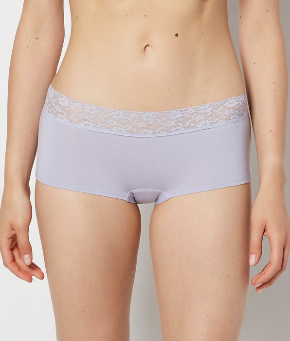 La Senza Boyshort Panty With Lace Trim in Cosmic Sky