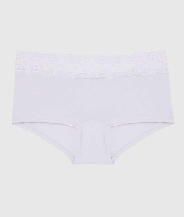 La Senza Boyshort Panty with Lace in Lavender Cake