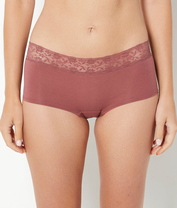 La Senza Boyshort Panty With Lace Trim in Wild Ginger