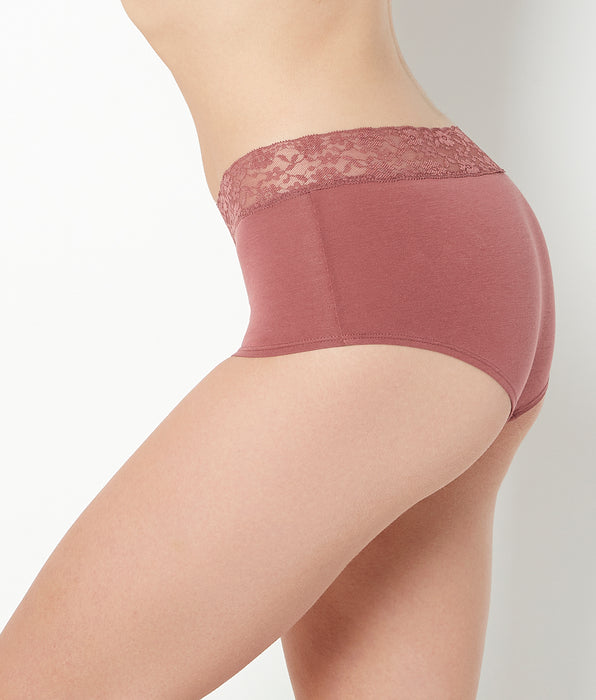La Senza Boyshort Panty With Lace Trim in Wild Ginger
