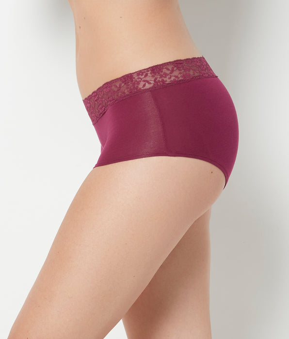 La Senza Boyshort Panty With Lace Trim in Magenta Purple