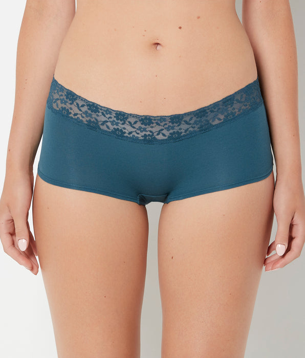 La Senza Boyshort Panty With Lace Trim in Legion Blue