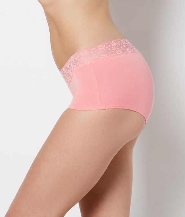 La Senza Boyshort Panty With Lace Trim in Conch Shell
