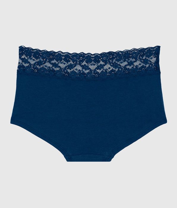 La Senza Boyshort Panty with Lace Trim in Ocean Cavern