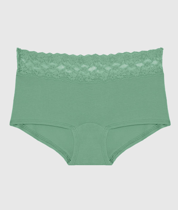 La Senza Boyshort Panty with Lace Trim in Wintermint