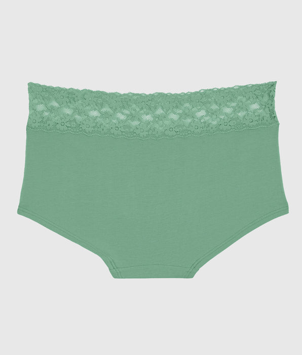 La Senza Boyshort Panty with Lace Trim in Wintermint