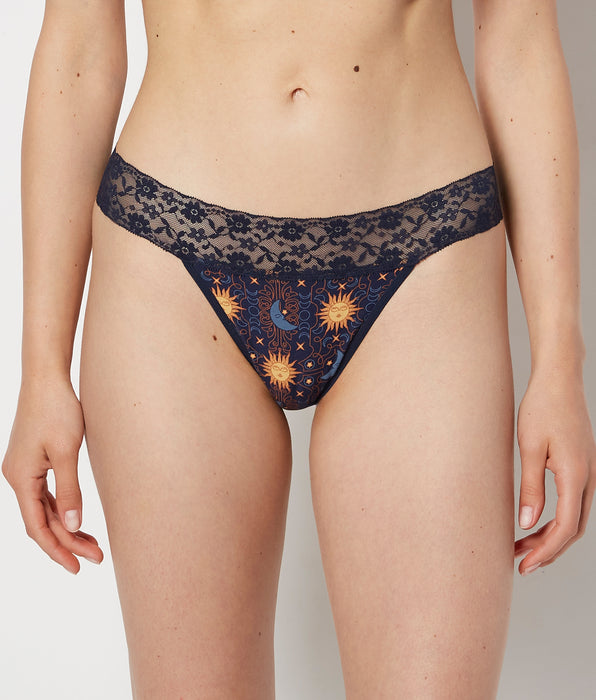 La Senza Thong Panty With Lace Trim in Celestial Tapestry