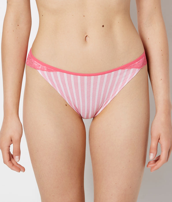 La Senza Cheeky Panty With Lace Trim in Wallpaper Stripe