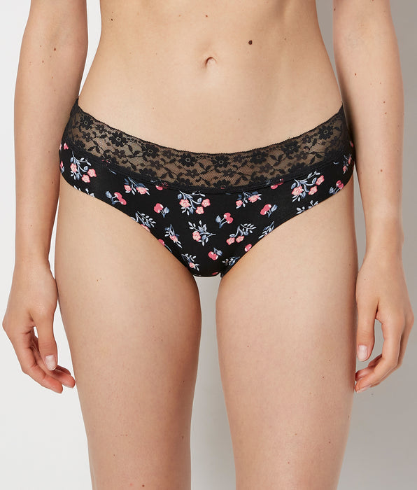 La Senza Hipster Panty With Lace Trim in Cherry Bouquet