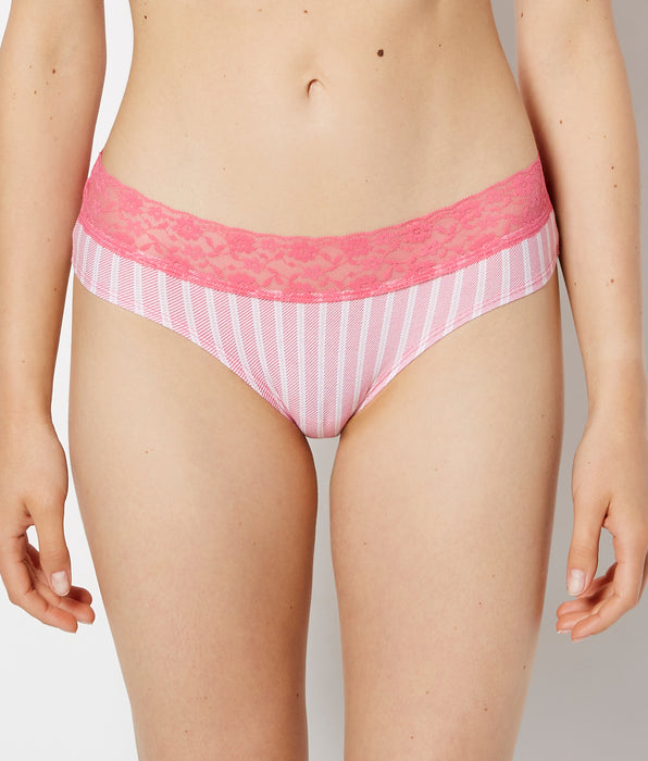 La Senza Hipster Panty With Lace Trim in Wallpaper Stripe