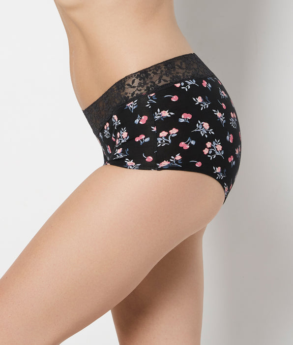 La Senza Boyshort Panty With Lace Trim in Cherry Bouquet