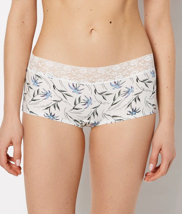 La Senza Culotte garçonne en coton feuillage léger avec bordure dentelle