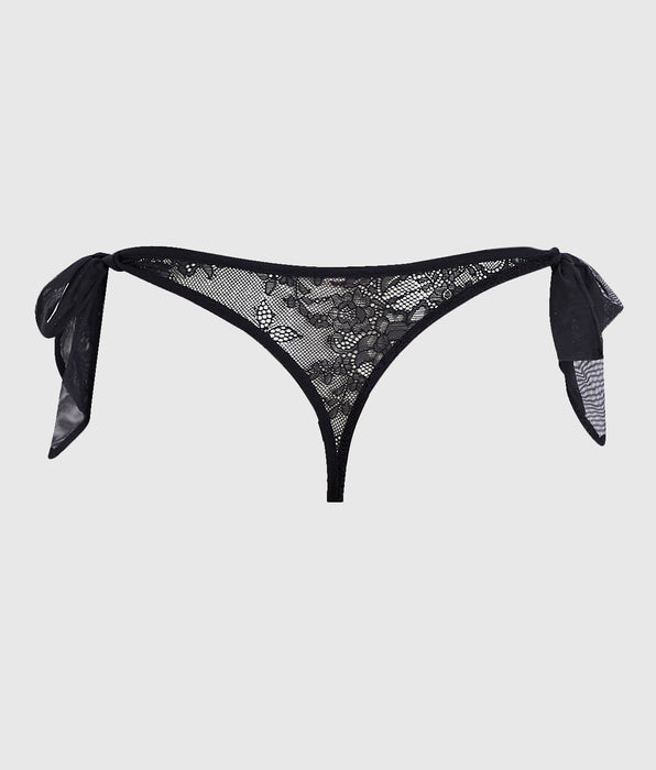 La Senza Tie-Side Thong Panty in Smoulder Black