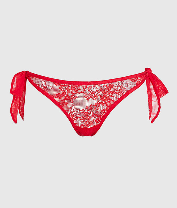 La Senza Tie-Side Thong Panty in Cosmo Red
