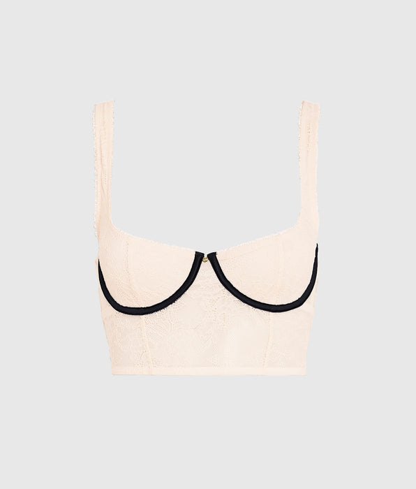 La Senza Unlined Satin Balconette Bra Top in Ivory Dawn