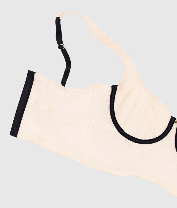 La Senza Unlined Satin Balconette Bra Top in Ivory Dawn