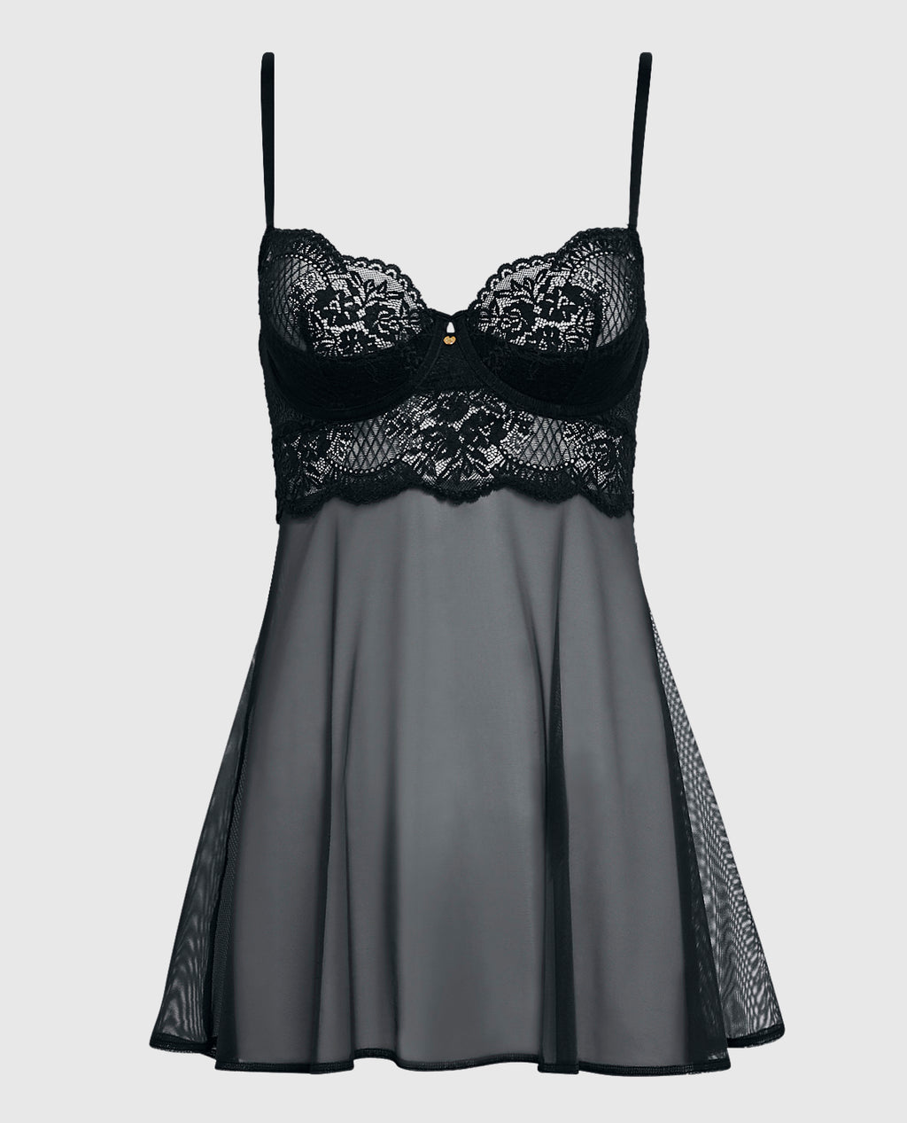 Babydoll Dress Babydoll Pizzo Trasparente Unlined Balconette Lace Babydoll  In Smoulder Black La Senza