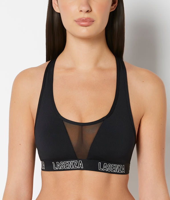 La Senza Low Impact  Sports Bra with Logo in Tuxedo Black