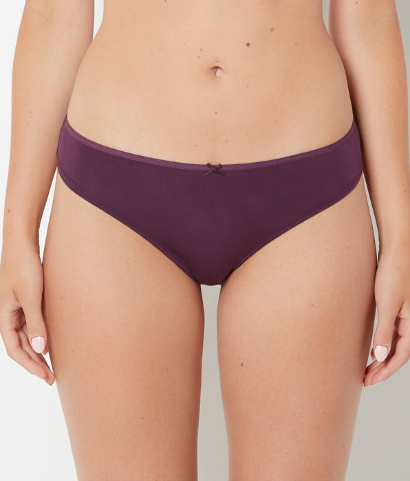 La Senza Ultrasoft Thong Panty with Bow Detail in Blackberry Wine