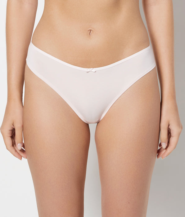 La Senza Ultrasoft Thong Panty with Bow Detail in Crystal Pink