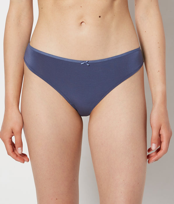 La Senza Ultrasoft Thong Panty with Bow Detail in Vintage Indigo