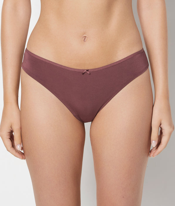 La Senza Ultrasoft Thong Panty with Bow Detail in Plum Wine