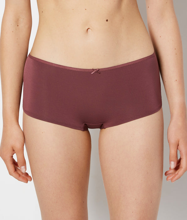 La Senza Ultrasoft Boyshort Panty with Bow Detail in Plum Wine