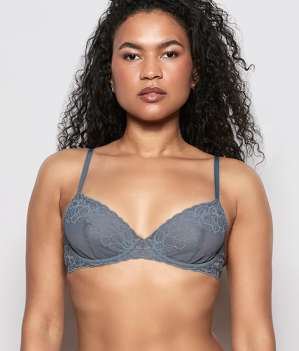 La Senza Unlined Lace Demi Bra in Stormy Weather