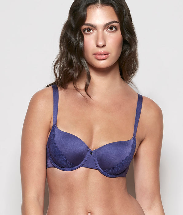 La Senza Lightly Lined Balconette Bra with Lace in Dusk Blue